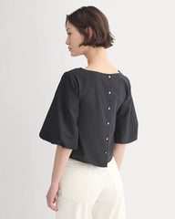 Bubble-Sleeve Top | Black