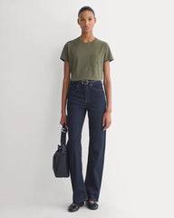 The Box-Cut Tee in Essential Cotton | Olive Night | Pocket