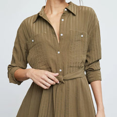 The City Stripe Draped Shirt Dress | Beech
