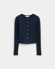 Cardigan in Pointelle | Deep Navy