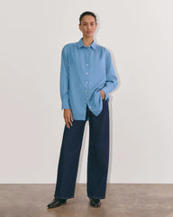 The Gathered Shirt in Silky Cotton | Bluebell
