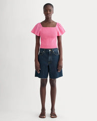 The Gauze Smocked Top | Deep Pink