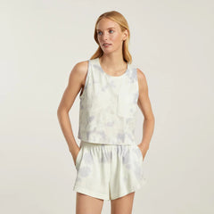 The Premium Weight Cropped Pocket Tank | Blue Slate Tie Dye