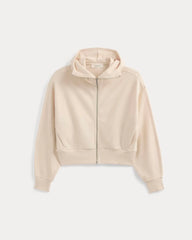 Lightweight Terry Cropped Full-Zip | Parchment