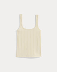 Scoop-Neck Tank in Pointelle | Lemon Icing
