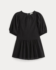The Gauze Puff-Sleeve Mini Dress | Black