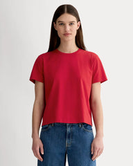 The Box-Cut Tee in Essential Cotton | Berry Red  | No Pocket