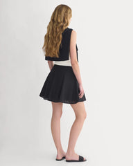 Godet Mini Skirt in Cotton Silk | Black