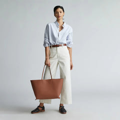 The Luxe Italian Leather Tote | Cognac