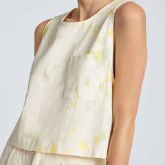 The Premium Weight Cropped Pocket Tank | Seafoam Tie Dye