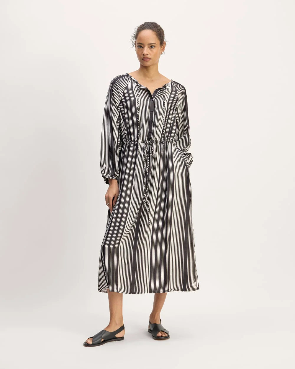 The TENCEL™ Gathered Maxi Dress | Black / Bone