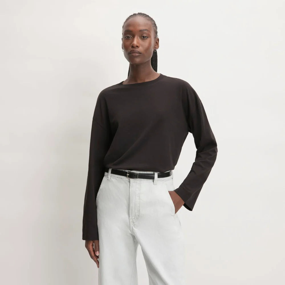 The Organic Cotton Relaxed Long Sleeve Tee | Vintage Black