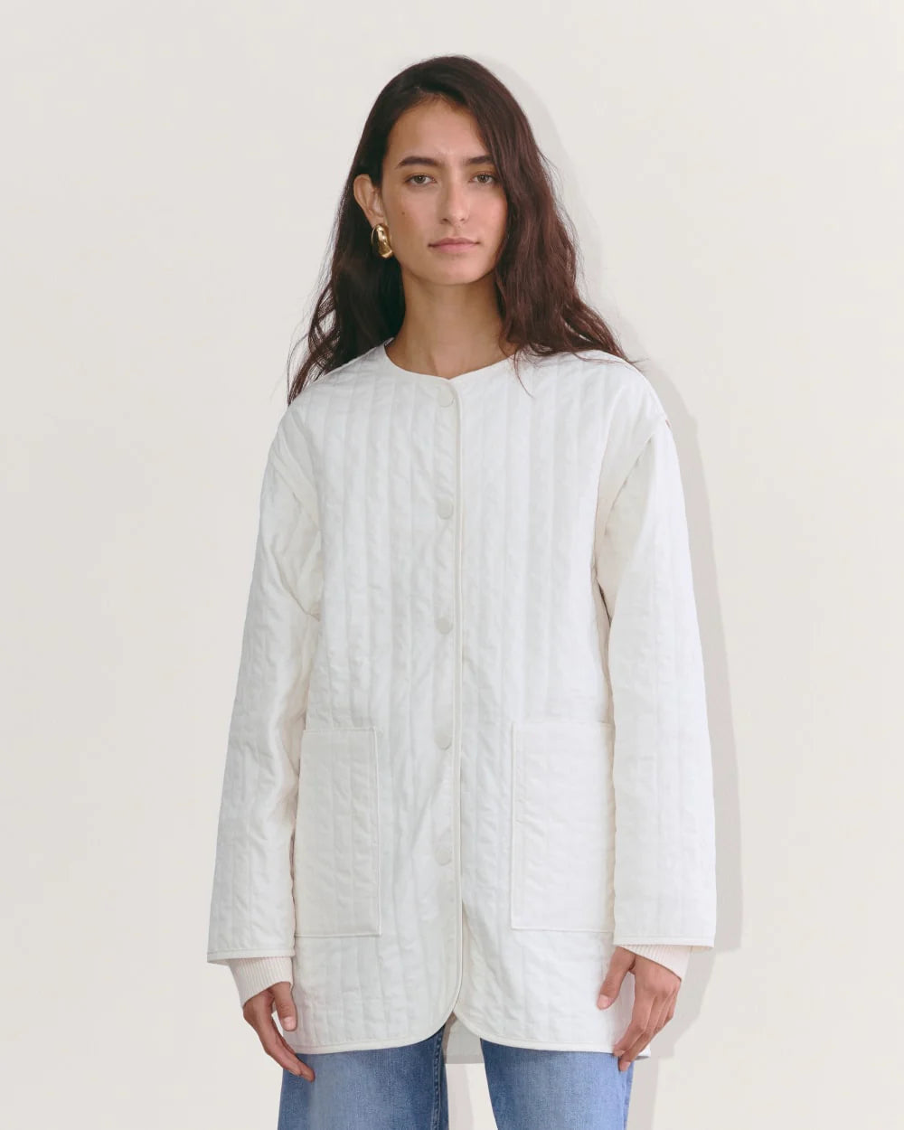 The Midi Quilted Liner | Bone