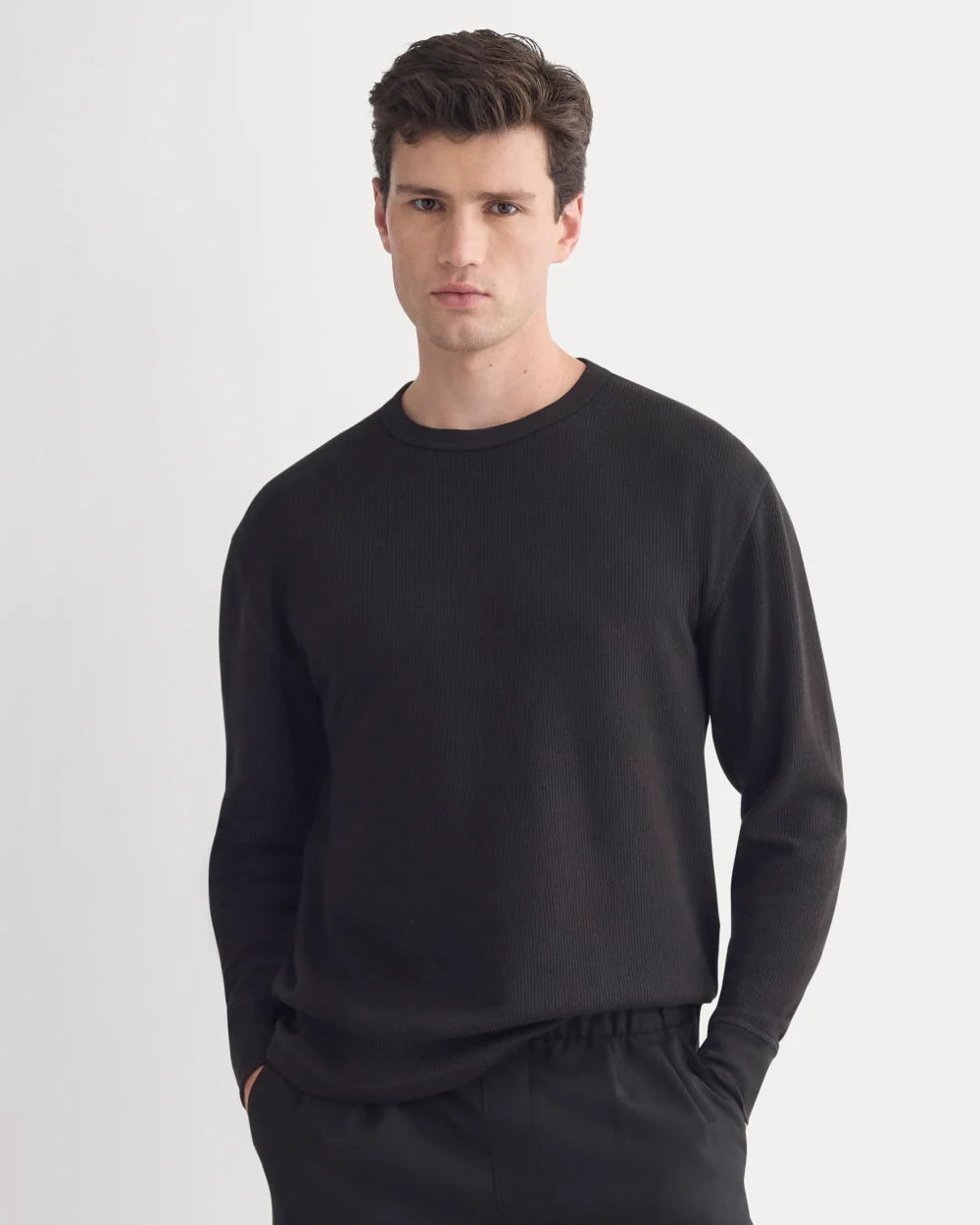 Thermal Crew in Cozy Waffle | Black