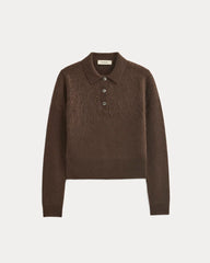 Lush Cashmere Cropped Polo Sweater | Raven