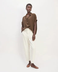 The Boxy Shirt in Washable Silk | Cocoa