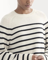 The Boxy Crew in Cashmere | Bone / Black