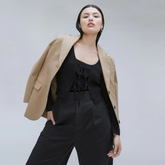 The Cotton-Merino Front-Tie Top | Black