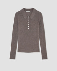 The Polo in Ultrasoft Merino | Heather Cocoa