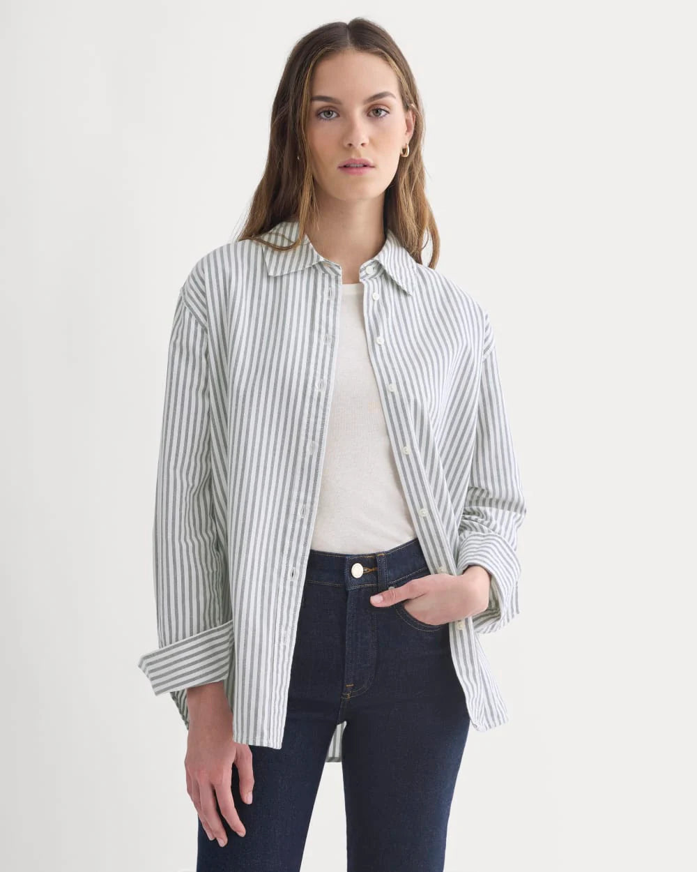 Everyday Oxford Shirt | Bone/Navy