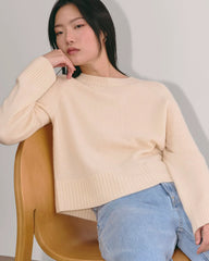 The Boxy Crew in Cashmere | Creme