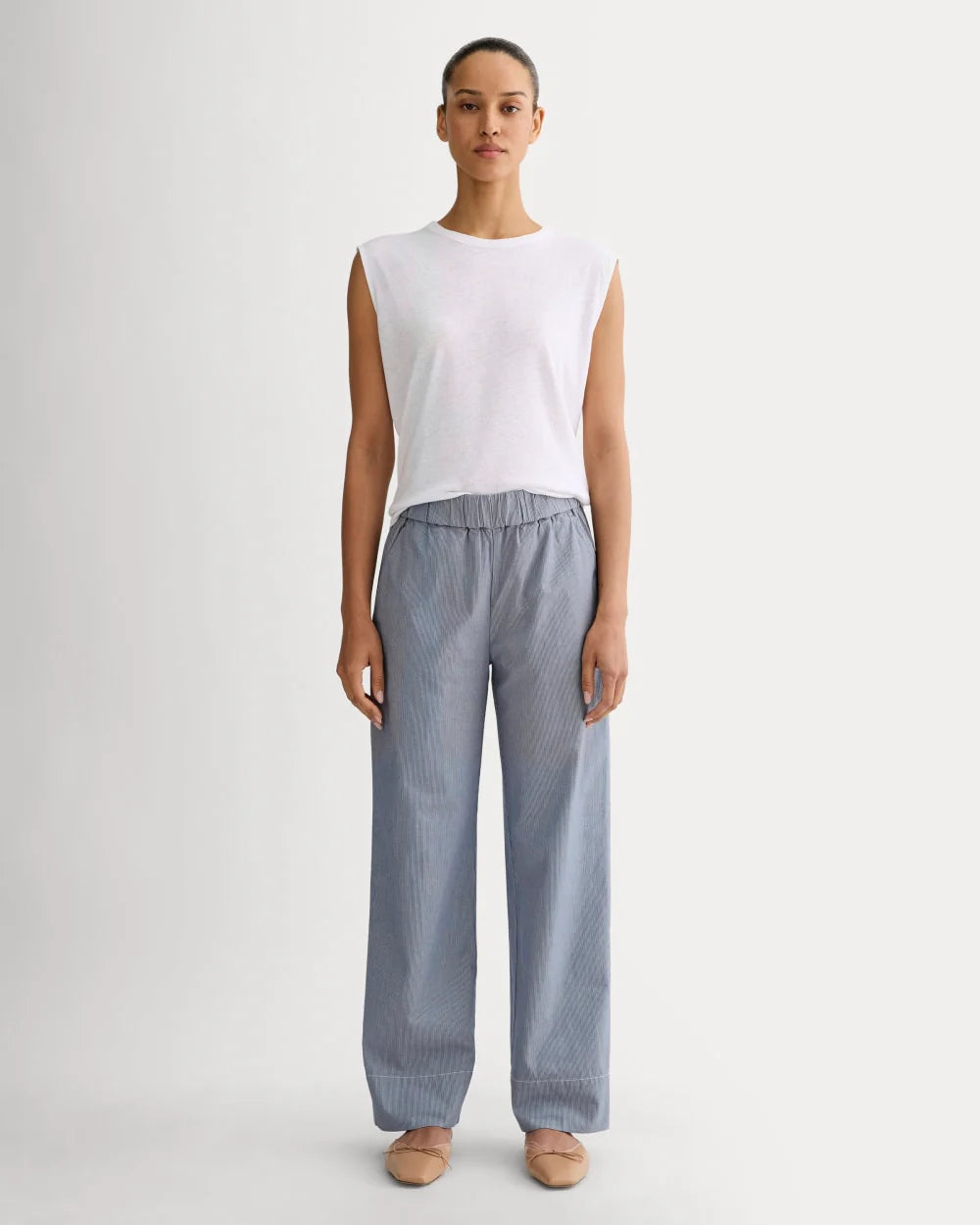 The Easy Pant | Dark Denim Pinstripe