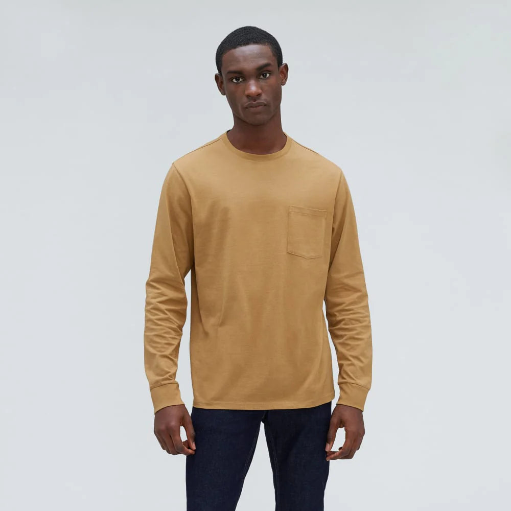 The Organic Cotton Long-Sleeve Pocket Tee | Dark Brown