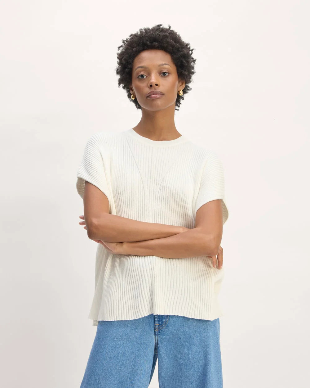 The Cotton Knit Caftan Top | Bone