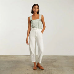 The Apron Linen Tank | Seafoam Pinstripe