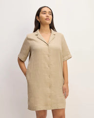 The Shirtdress in Linen | Trench Coat Khaki