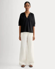 The Gauze Gathered Top | Black