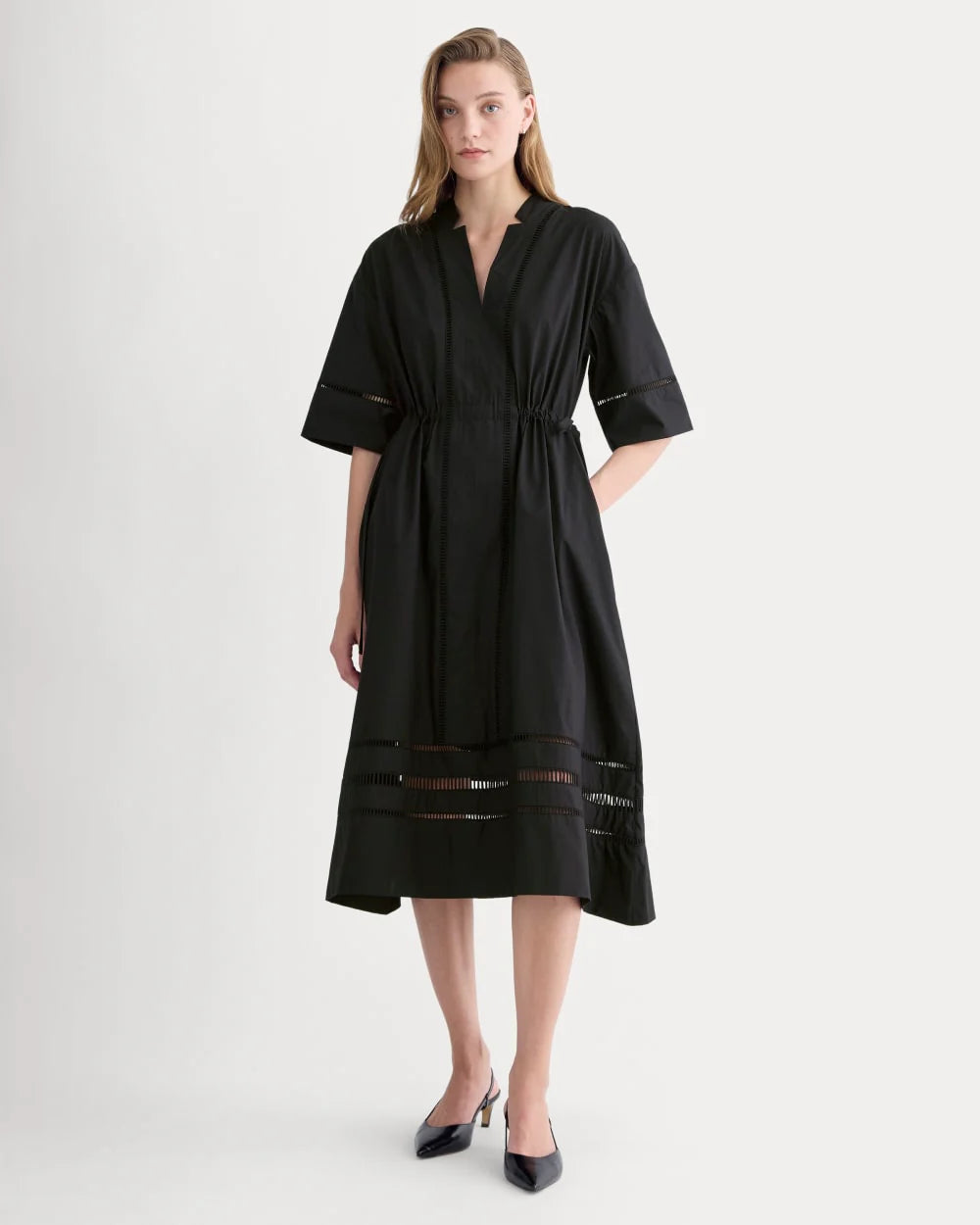 The Lace Trim Caftan Dress | Black