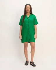 The Shirtdress in Linen | Grass Green