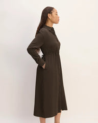 The Mini Jacquard Stripe Shirt Dress | Cocoa / Black