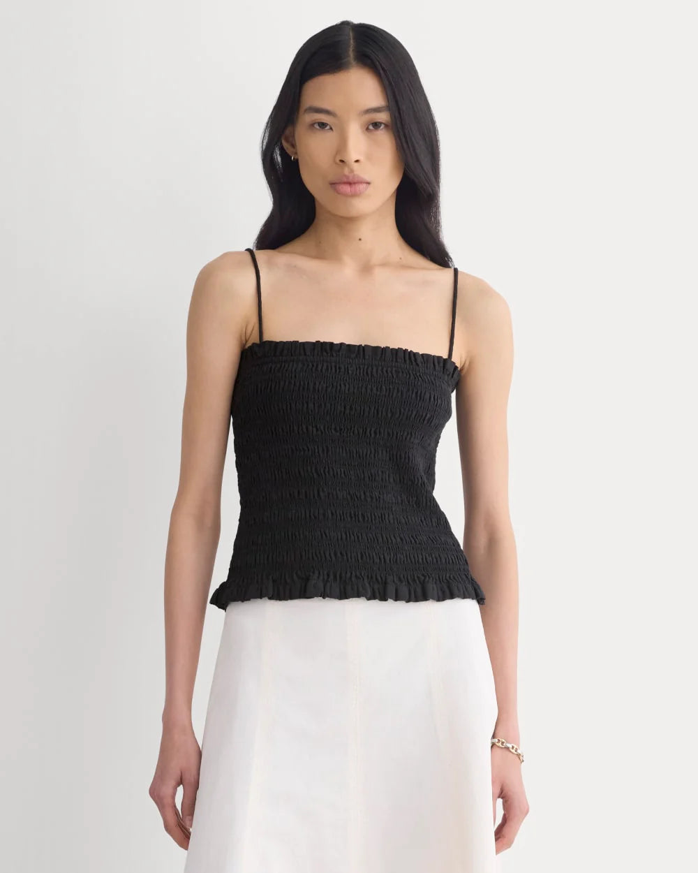 Gauze Smocked Cami | Black