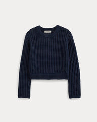 Open-Knit Crew in Elevated Cotton | Navy