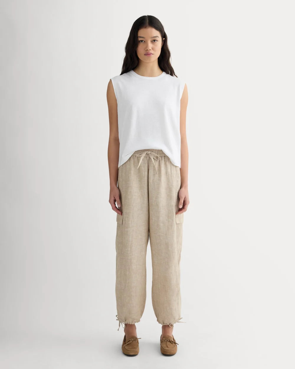 The Cargo Curve Pant in Linen | Cornstalk Chambray