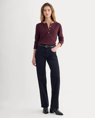 Boxy Henley in Cozy Waffle | Heathered Port Royale
