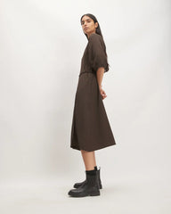 The City Stripe Wrap Dress | Earth Brown