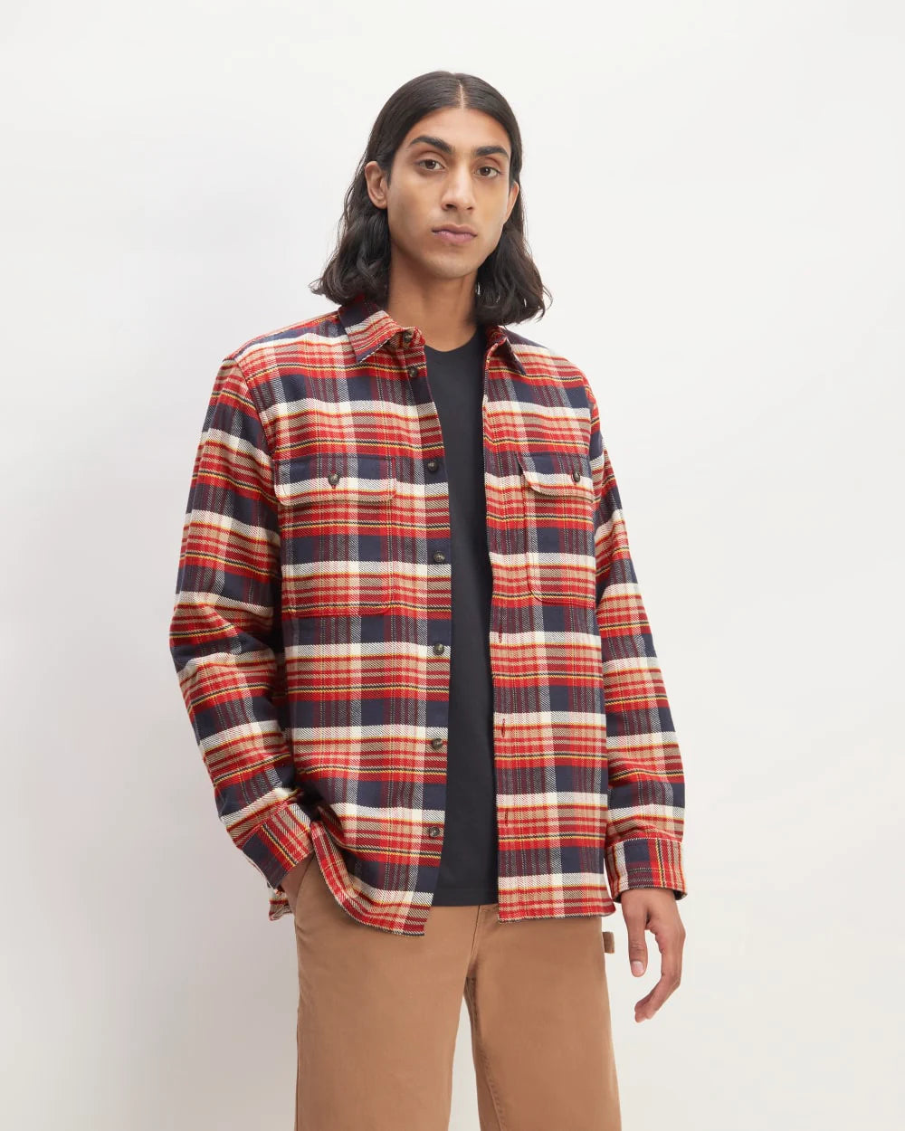 The Heavyweight Overshirt | Uniform | True Navy / Haute Red / Honey