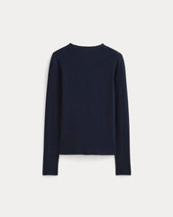 The Luxe Rib Funnel-Neck Tee | Navy