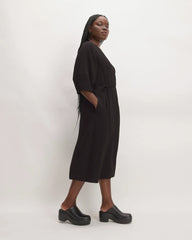 The City Stripe Wrap Dress | Black