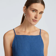 The Linen Apron Dress | Deep Blue