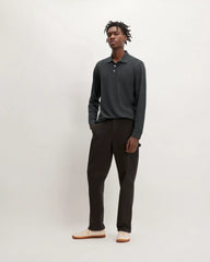 The Long-Sleeve Pique Polo | Heathered Graphite
