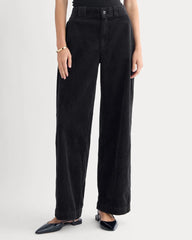 Corduroy Wide-Leg Trouser | Black