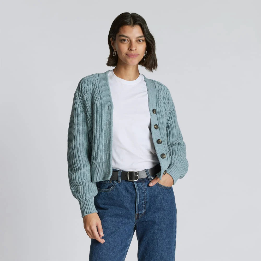 The Texture Cotton Cardigan | Blue Shadow
