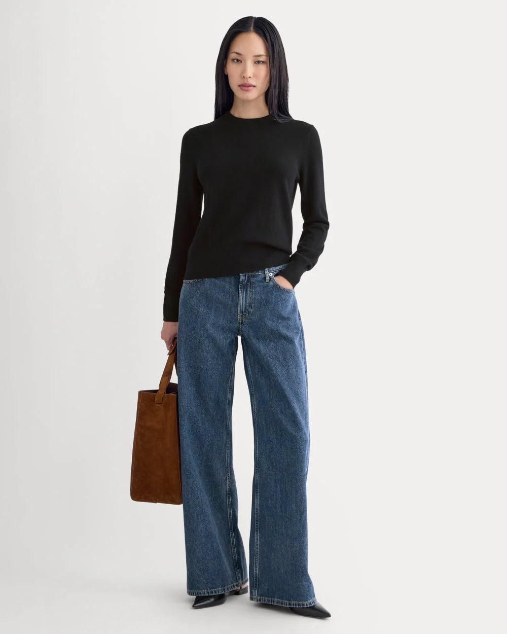 Cashmere Slim Crew Sweater | Black