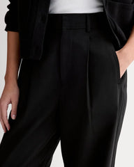 The Draper Pleated Pant in Buttersmooth | Black | 30" Inseam