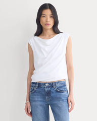 Boatneck Twisted Top in Essential Cotton | White