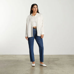 The Oversized Silky Cotton Shirt | Sand / White